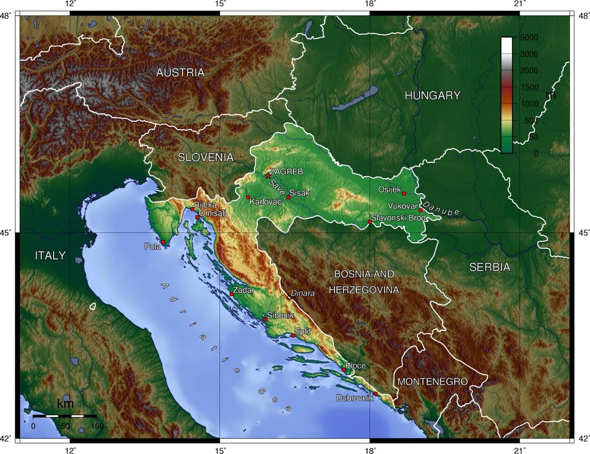 რუკა სლოვენია ტოპოგრაფიული