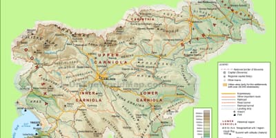 რუკა სლოვენია ფიზიკური